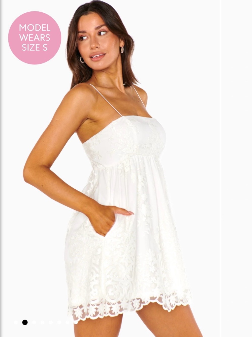 Show Me Your Mumu Avery Mini Dress - White Lace Spaghetti-Strap Mini Dress NWT